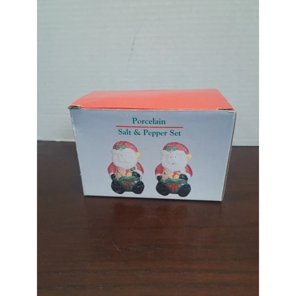 Set Of Porcelain Santa Salt And Pepper Shakers